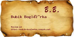 Bubik Boglárka névjegykártya